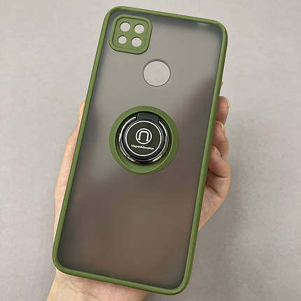 Чохол для Xiaomi Redmi 9C чохол з кільцем із захистом камери на телефон сяомі редмі 9с зелений t8b, фото 1