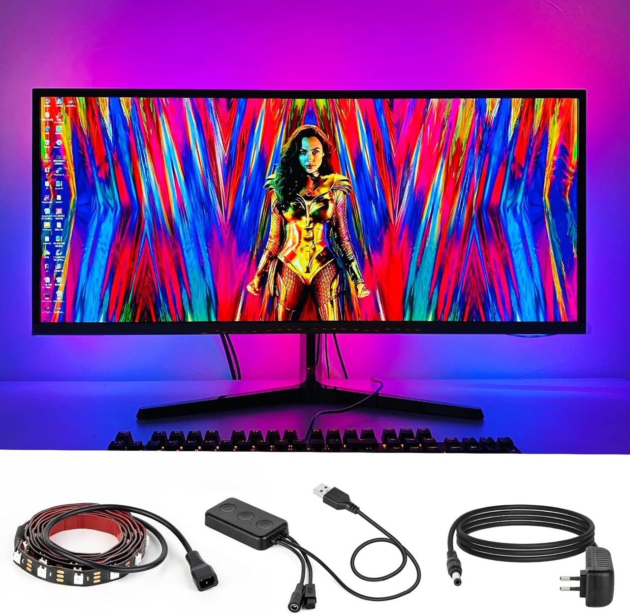 BTF-LIGHTING ПК Світлодіодне підсвічування Мікросхема WS2812B RGB IC для 13–39 дюймів Синхронізація кольорів з чотирьох сторін, фото 1