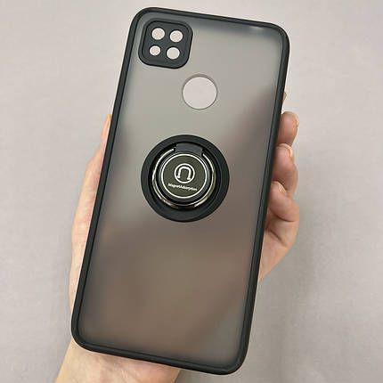 Чохол для Xiaomi Redmi 9C чохол з кільцем із захистом камери на телефон сяомі редмі 9с чорний t8b, фото 1