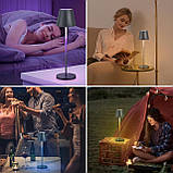 Настільна лампа GGNOO з димою світлодіодною батареєю, 8 кольорів RGB, сенсорне керування, зарядка з сенсорною основою, IP54, фото 2