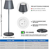 Настільна лампа GGNOO з димою світлодіодною батареєю, 8 кольорів RGB, сенсорне керування, зарядка з сенсорною основою, IP54, фото 4