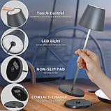 Настільна лампа GGNOO з димою світлодіодною батареєю, 8 кольорів RGB, сенсорне керування, зарядка з сенсорною основою, IP54, фото 3