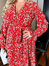 Сукня на запах з довгим рукавом з якісної та легкої тканини софт великі розміри, фото 3