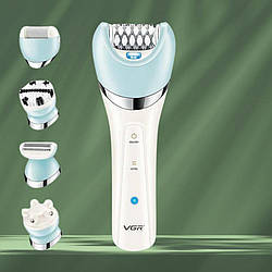 Бездротовий електроепілятор для обличчя та тіла зі змінними насадками VGR V-703 Багатофункціональний епілятор 5в1