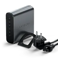 Gan зарядка Satechi 200W USB-C 6-Port PD GaN Charger Space Gray для заряджання ноутбуків, смартфонів, планшетів, техніки