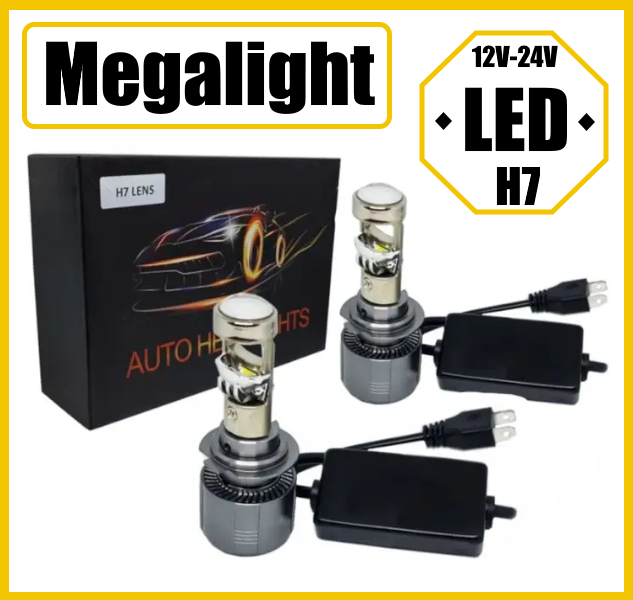 Світлодіодні LED-лампи з лінзою для авто H7 12 V-24 V A80 6000 K 40 активне охолодження