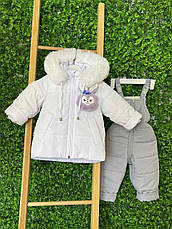 Зимовий дитячий теплий костюм розмір 86 курточка з капюшоном та штанці, фото 4