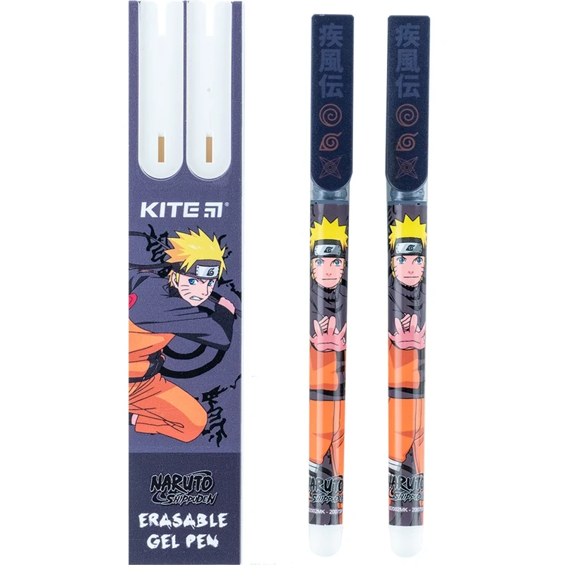 Ручка гелева "пиши-стирай" Kite Naruto NR24-069, синя, 2 шт. у пеналі