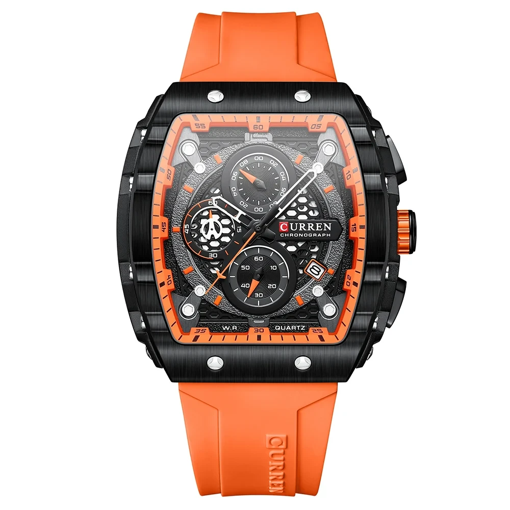 Чоловічий кварцовий годинник з хронографом Curren 8442 Black-Orange