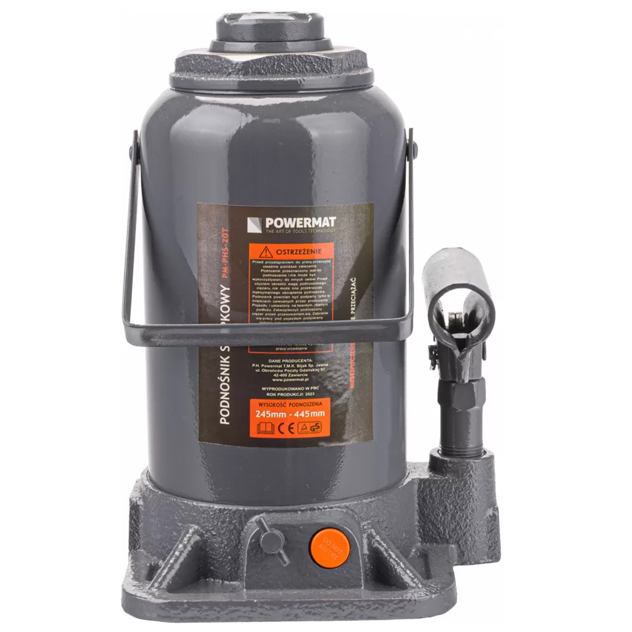 Домкрат пляшковий гідравлічний Powermat PM-PHS-32T, 20 т al