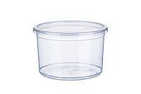 Стакан пластиковий 0,5 л з кришкою преміум прозорий, для продуктів та кисломолочних продуктів, шт