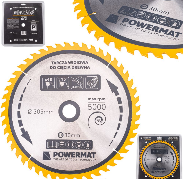 Диск металосічний для торцювання 305 мм, 30 мм, 48 зубів Powermat PM0901 пиляльний диск для пили