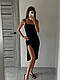 Стильна базова модна літня приталена жіноча сукня на бретельках з розрізом міді рубчик Туреччина, фото 2
