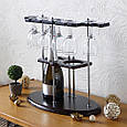 Подарунковий настільний винний міні бар-підставка "Елегант" для 2 пляшок з 6 келихами в наборі, фото 4