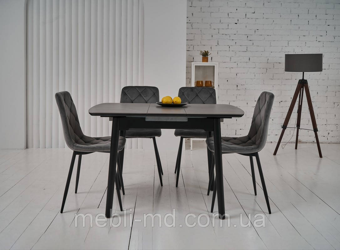 Стіл обідній керамічний ТМ-87-1 (Чорний онікс+Чорний) Vetro, фото 1