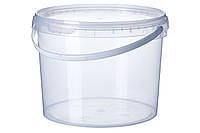 Відро 5 л кругле прозоре з ручкою, пластикові відра
