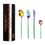Набір столових предметів різнокольорових на 6 персон.  RAINBOW (24 предмети - ложки, виделки, ножі), фото 3