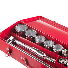 Набір інструментів 3/4", 20 од. (гол. 19-50 мм) металевий кейс INTERTOOL ET-6024, фото 5