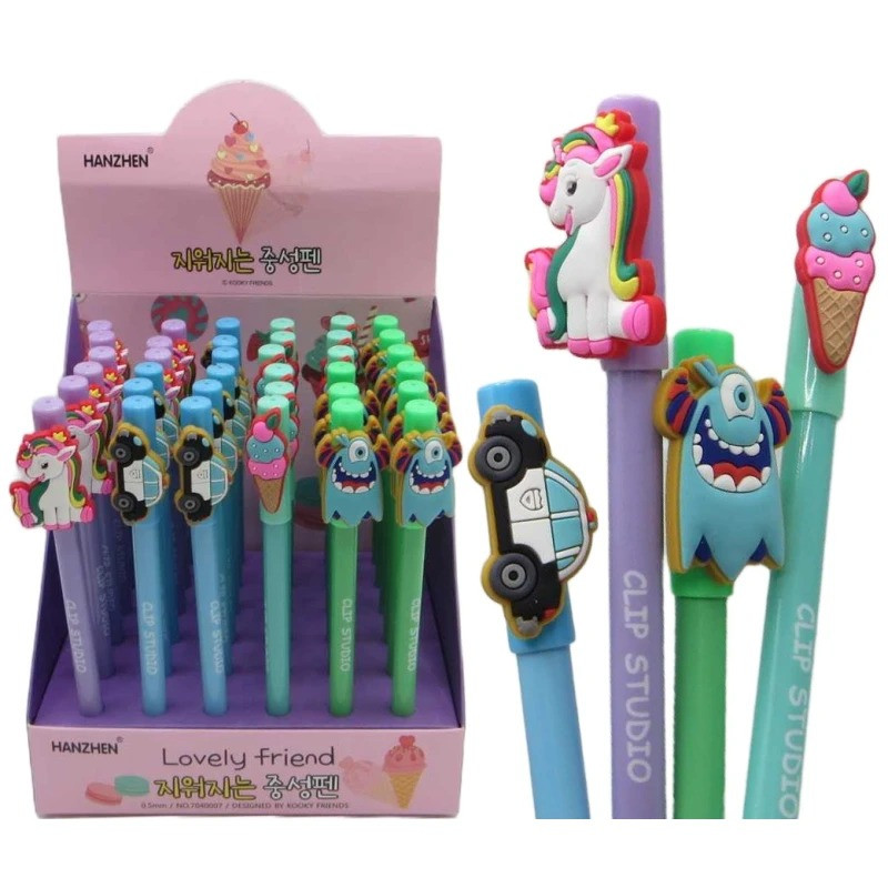 Ручка гелева пиши-стирай "Одноріг, машина, монстрик"