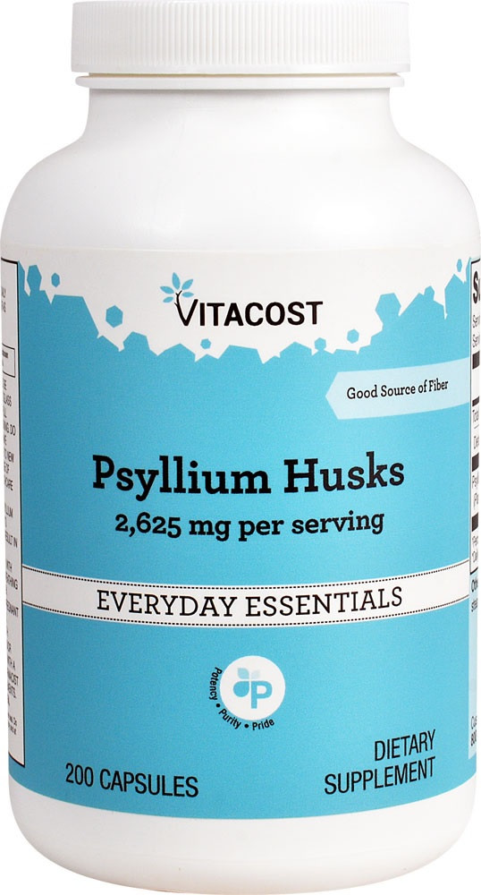 Vitacost Psyllium Husks клітковина розчинна, пребіотик, проносне, 200 капсул на 40 днів прийому. До 06/26, фото 1
