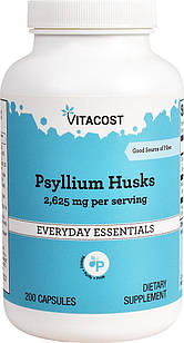 Vitacost Psyllium Husks клітковина розчинна, пребіотик, проносне, 200 капсул на 40 днів прийому. До 06/26