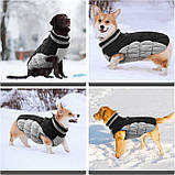 FUAMEY Тепла зимова куртка для собак із вбудованою шлейкою XXL, водонепроникний вітрозахисний світловідбиваючий флісовий жилет, фото 3
