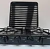 Побутова газова плита на 4 конфорки з кришкою Rainberg RB-2227 Чорний, настільна плита для газу, фото 2