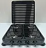 Побутова газова плита на 4 конфорки з кришкою Rainberg RB-2227 Чорний, настільна плита для газу, фото 6