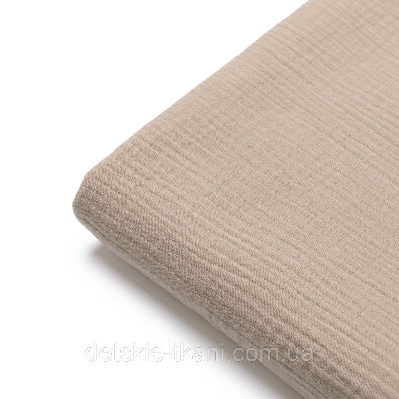 Клаптик мусліну двошарового жатого, колір темно-бежевий, розмір 26*135 см, фото 1
