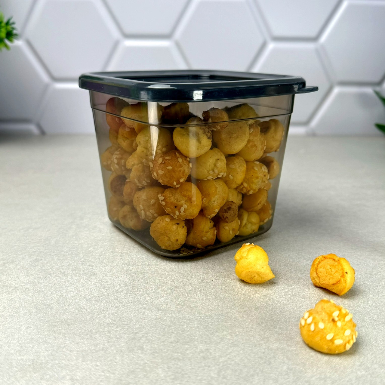 Низький пластиковий контейнер для сипучих продуктів 0.75 л Коричневий Прайм