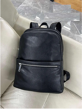 Рюкзак чоловічий чорний міський 40*30 см на блискавці з кишенею зі штучної шкіри Zhenya