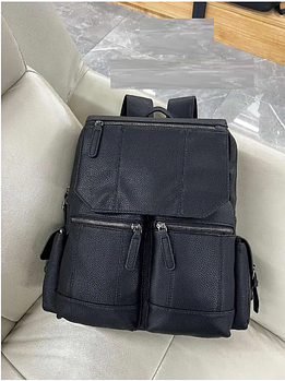 Рюкзак чоловічий чорний міський 40*30 см на блискавці з кишенею зі штучної шкіри Zhenya