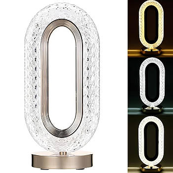 Настільна лампа-нічник 26х10,5см, з USB, CRYSTAL TABLE LAMP / Акумуляторний нічник кришталевий