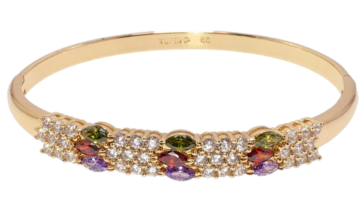 Браслет Xuping Позолота 18K "Інкрустація цирконієм з кольоровими кристалами" ø 5,8см