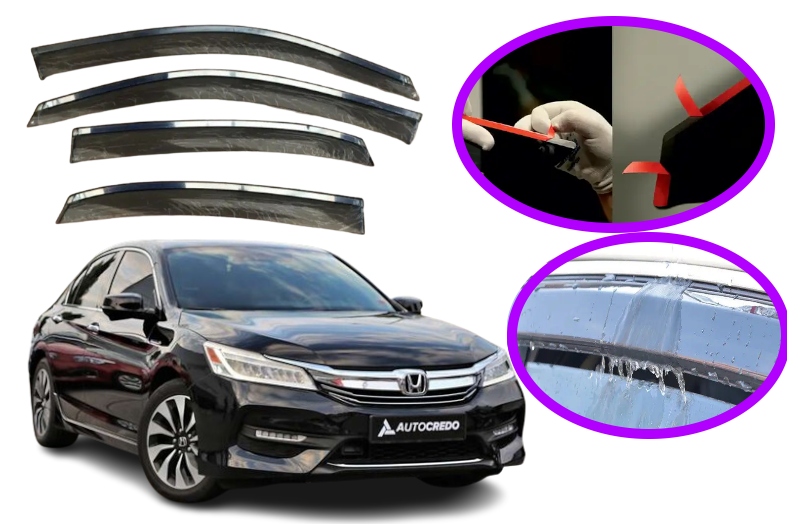 Дефлектори вікон вітровики для Honda Accord 10 седан 2017 -> (скотч) TopVisor з хромом молдингом, фото 1
