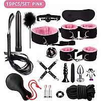 Еротичний набір БДСМ для рольових ігор рожевий бдсм набір 19 предметів для рольових садо-мазо ігор Фетіш