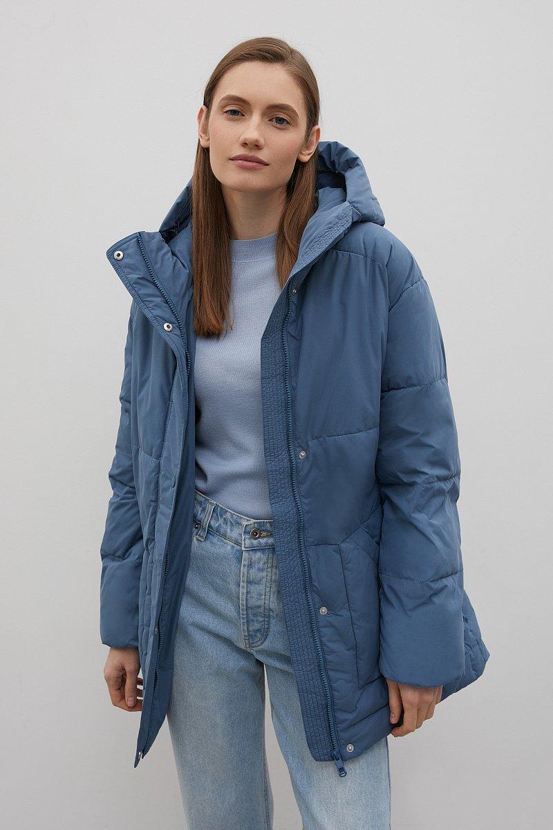 Подовжена зимова куртка з поясом Finn Flare FAC13001-105 Down fill синя M