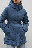 Подовжена зимова куртка з поясом Finn Flare FAC13001-105 Down fill синя M, фото 3
