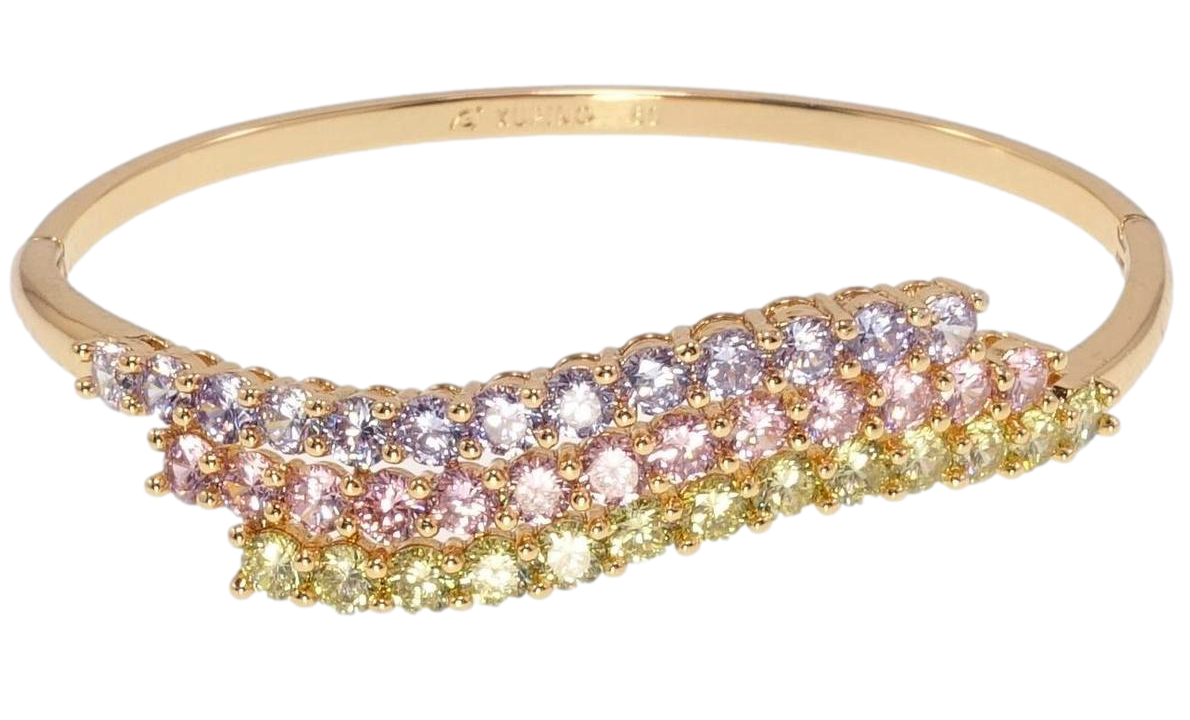 Браслет Xuping Позолота 18K "Потрійна доріжка кольорових кристалів" ø 6см