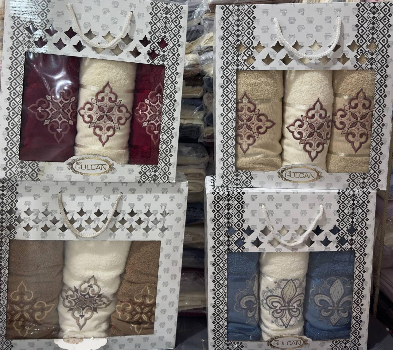 Подарунковий набір із 3 рушників (Туреччина)/набір махрових рушників, фото 1