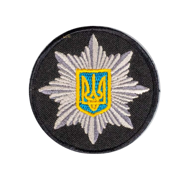Кокарда поліцейська (на липучці) чорна 6см
