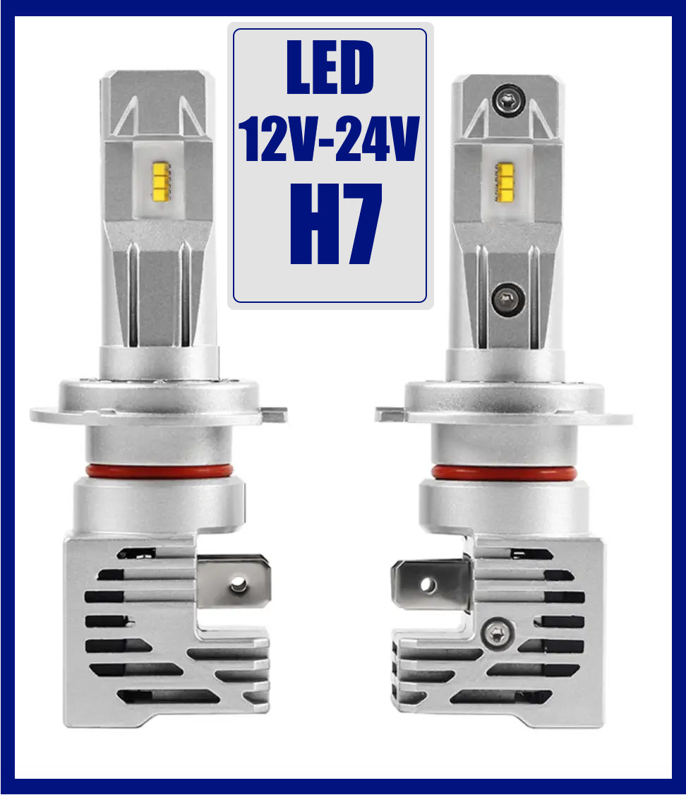 Світлодіодні LED-лампи для авто H7 12 V-24 V M3 silver 6500 K 6500L 48W активне охолодження
