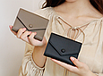 Шкіряний міні гаманець конверт з кнопкою А17-КТ-10303 Бежевий, фото 8
