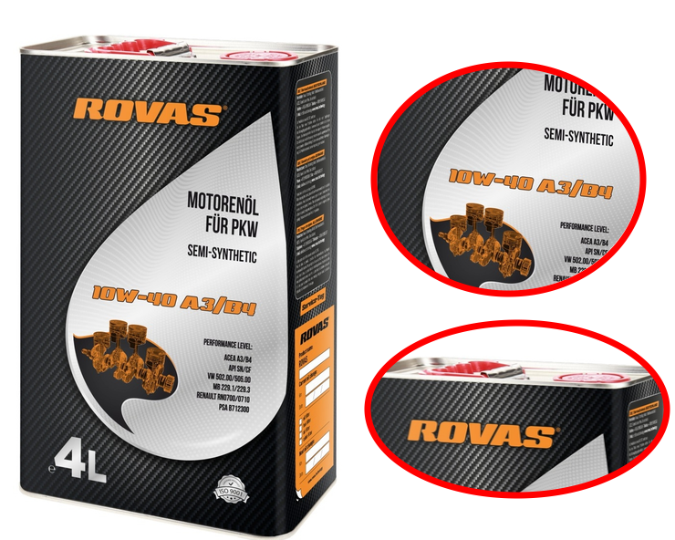 Моторне масло Rovas 10W-40 A3/B4 4л.
