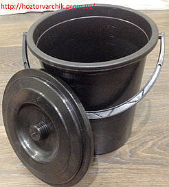 Відро 6 літрів поліпропіленове з кришкою чорне/Промсантехпласт, Кременчук/