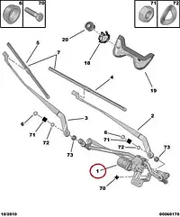 Моторчик склоочища на Fiat Ducato 250, Peugeot Boxer, Citroen Jumper 3 (2006-2014), 77364080, 6405ER