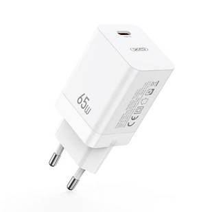 Мережевий зарядний пристрій Type-c із кабелем XO CE10 1USB-C PD 65W Fast Charger Біле