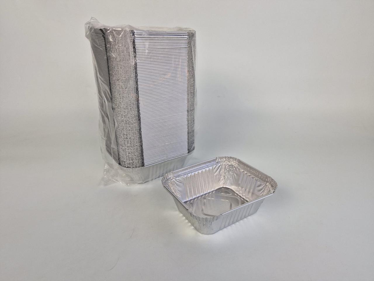 Прямокутний контейнер із харчової алюмінієвої фольги 430 мл SP24L 100 шт. в пакованні (NEW) (1 пачка), фото 1