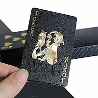 Водонепроницаемые пластиковые игральные карты Poker Black с джокером 54 шт. черные
