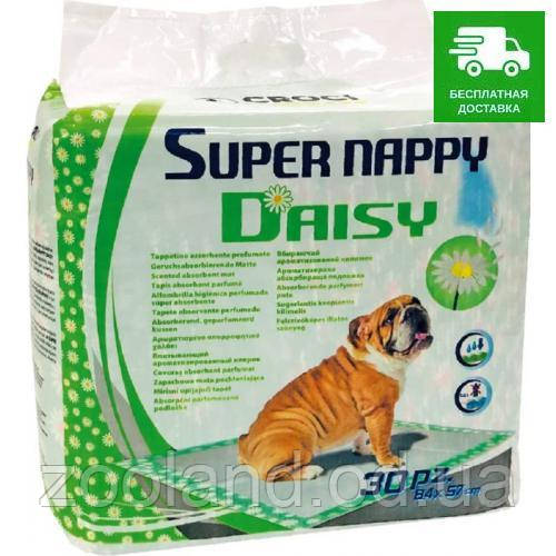 213135 Croci Super Nappy Daizy Пелюшки для собак з ароматом ромашки 84х57, 30 шт.